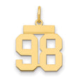Small Polished Number 98 Charm Pendant in Real 14k Yellow Gold