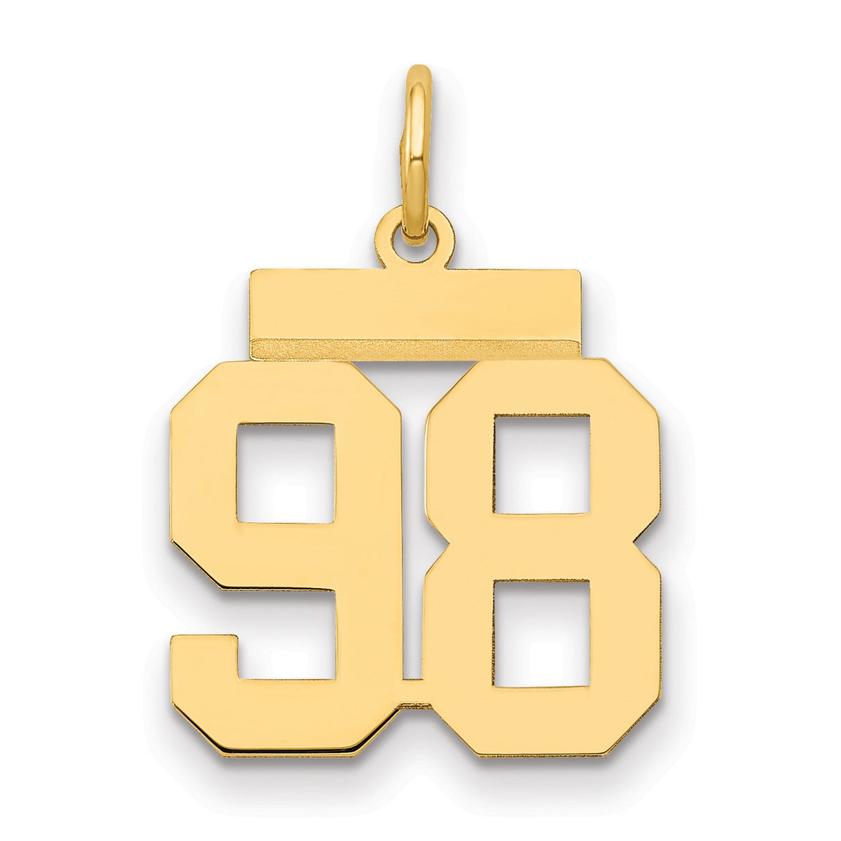 Small Polished Number 98 Charm Pendant in Real 14k Yellow Gold