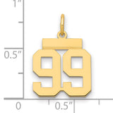 14k Yellow Gold Number 99 Pendant, Bold Block Numerals, Jersey Style Sports Charm for Men or Unisex