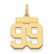 14k Yellow Gold Number 99 Pendant, Bold Block Numerals, Jersey Style Sports Charm for Men or Unisex