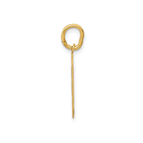 14k Yellow Gold Number 0 Pendant Charm with Textured Finish and Polished Edges