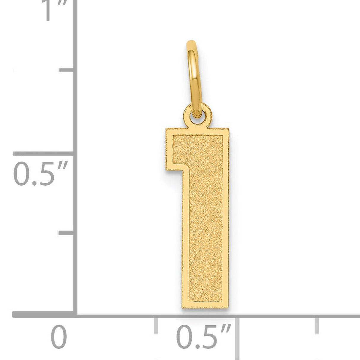 14k Yellow Gold Number One Pendant Charm, Medium Satin Finish, Unisex Leadership Symbol