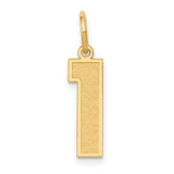 14k Yellow Gold Number One Pendant Charm, Medium Satin Finish, Unisex Leadership Symbol