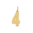 14k Yellow Gold Number 4 Pendant Charm, Bold Block Numeral Design, Unisex Jewelry Accessory