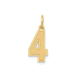 14k Yellow Gold Number 4 Pendant Charm, Bold Block Numeral Design, Unisex Jewelry Accessory