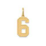 14k Yellow Gold Number 6 Pendant Charm, Bold Varsity Style Unisex Jewelry