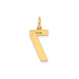 14k Yellow Gold Number 7 Charm Pendant with Textured Satin Finish and Polished Edge