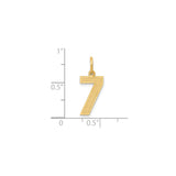 14k Yellow Gold Number 7 Charm Pendant with Textured Satin Finish and Polished Edge