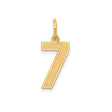 14k Yellow Gold Number 7 Charm Pendant with Textured Satin Finish and Polished Edge