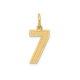 14k Yellow Gold Number 7 Charm Pendant with Textured Satin Finish and Polished Edge