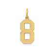 14k Yellow Gold Number 8 Pendant Charm with Bold Block Design and Textured Finish