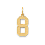 14k Yellow Gold Number 8 Pendant Charm with Bold Block Design and Textured Finish