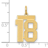 14k Yellow Gold Number 18 Pendant Charm, Bold Block Style Jewelry for Women or Unisex Wear