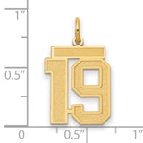Medium Satin Number 19 Charm Pendant in Real 14k Yellow Gold