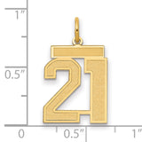 14k Yellow Gold Number 21 Pendant with Textured and Polished Finish, Milestone Charm for Adults