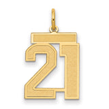 14k Yellow Gold Number 21 Pendant with Textured and Polished Finish, Milestone Charm for Adults