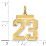 14k Yellow Gold Number 23 Pendant, Bold Varsity Style Sports Charm for Men or Women