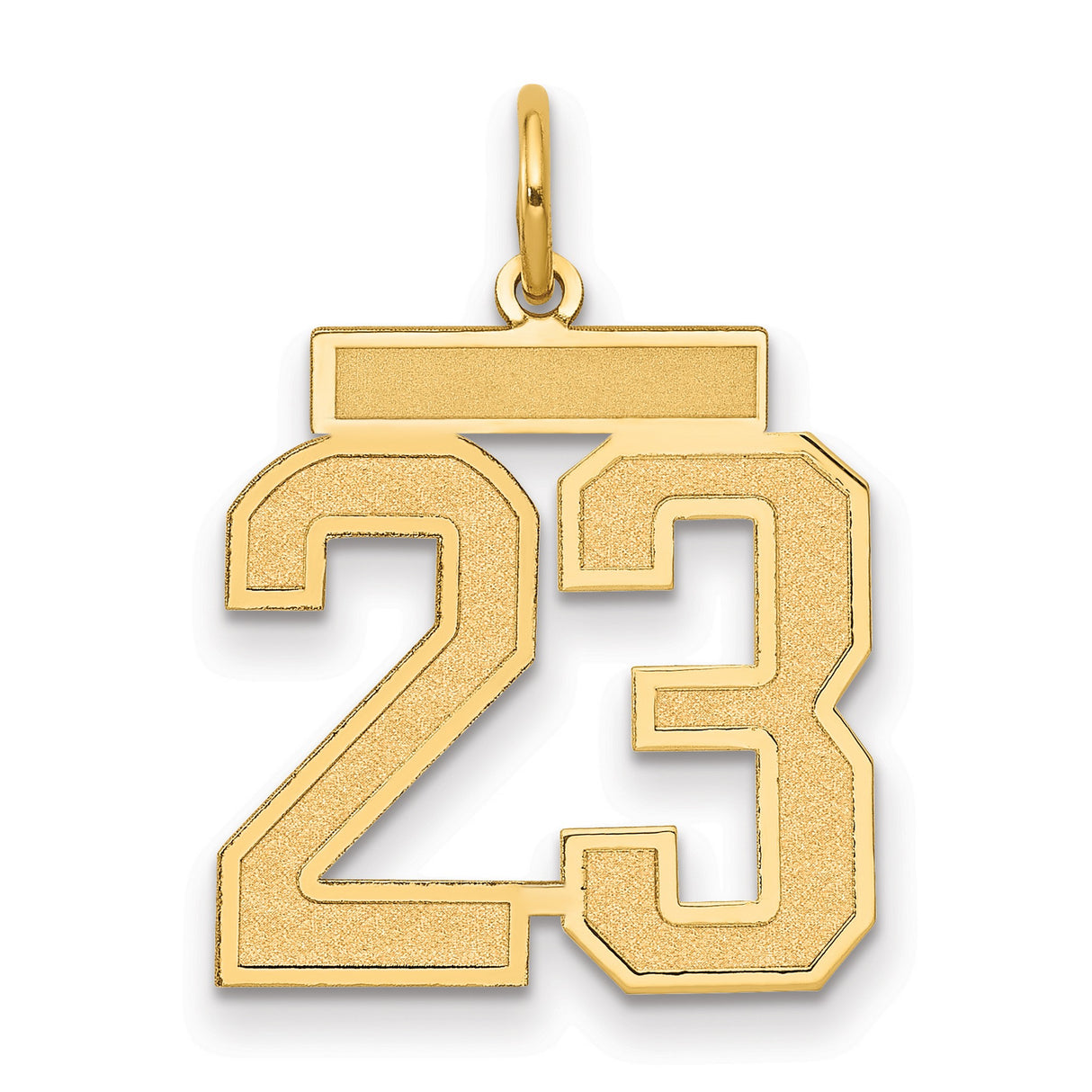 14k Yellow Gold Number 23 Pendant, Bold Varsity Style Sports Charm for Men or Women