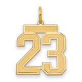 14k Yellow Gold Number 23 Pendant, Bold Varsity Style Sports Charm for Men or Women