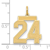 14k Yellow Gold Number 24 Pendant, Bold Block Digits with Textured Finish for Men or Unisex