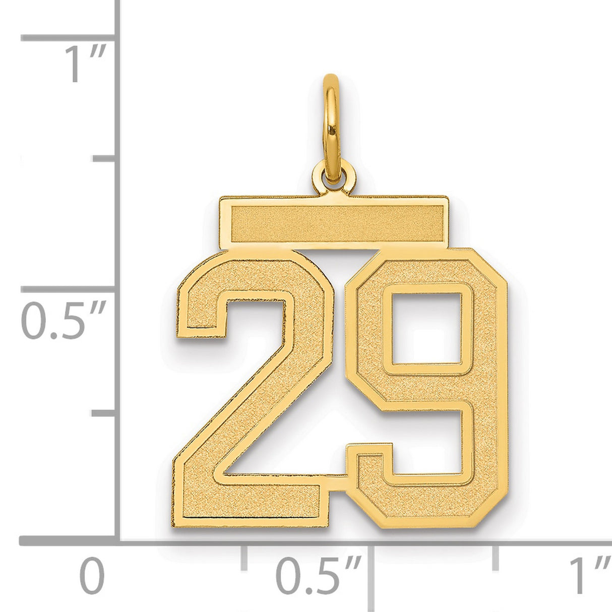 Medium Satin Number 29 Charm Pendant in Real 14k Yellow Gold