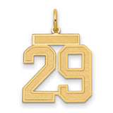 Medium Satin Number 29 Charm Pendant in Real 14k Yellow Gold