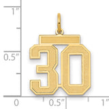 Medium Satin Number 30 Charm Pendant in Real 14k Yellow Gold