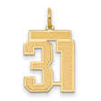 Medium Satin Number 31 Charm Pendant in Real 14k Yellow Gold