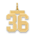 Medium Satin Number 36 Charm Pendant in Real 14k Yellow Gold