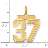 Medium Satin Number 37 Charm Pendant in Real 14k Yellow Gold