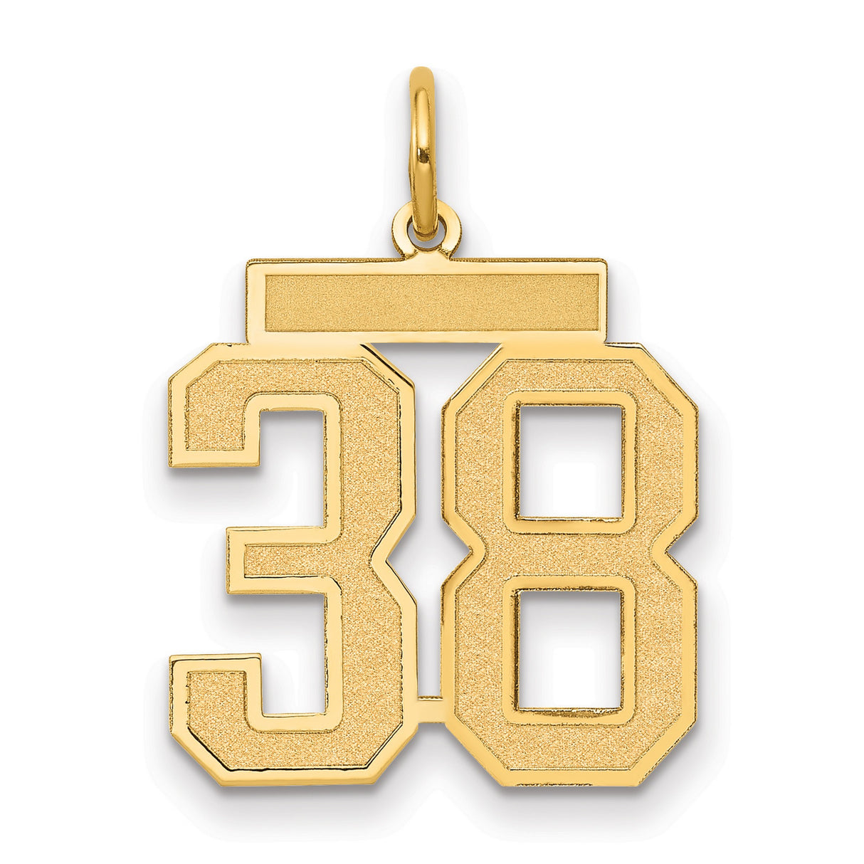 Medium Satin Number 38 Charm Pendant in Real 14k Yellow Gold