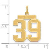 Medium Satin Number 39 Charm Pendant in Real 14k Yellow Gold