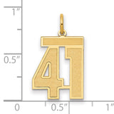 Medium Satin Number 41 Charm Pendant in Real 14k Yellow Gold