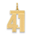 Medium Satin Number 41 Charm Pendant in Real 14k Yellow Gold
