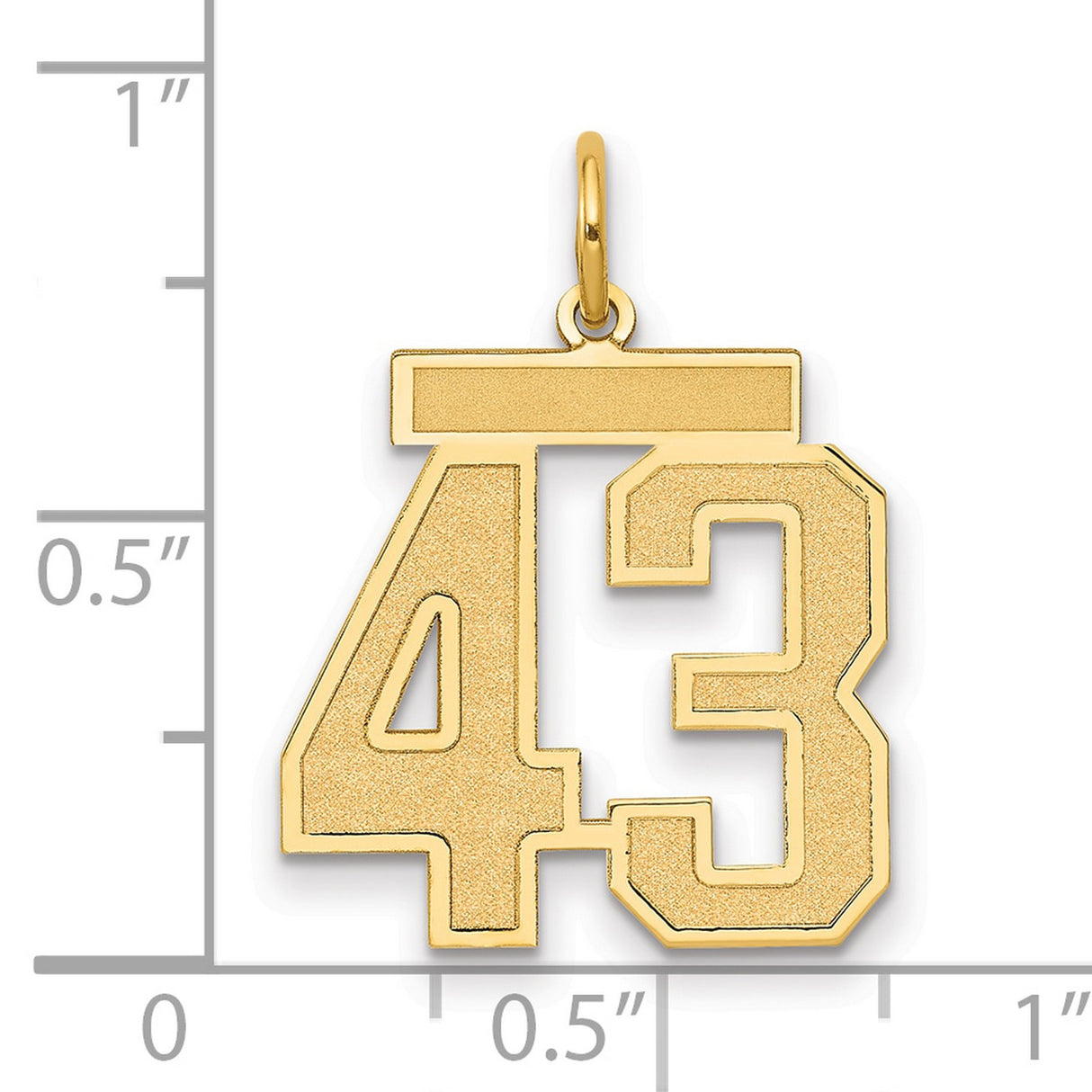 Medium Satin Number 43 Charm Pendant in Real 14k Yellow Gold