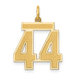 14k Yellow Gold Number 44 Pendant, Block Style Charm, Bold Urban Jewelry for Men