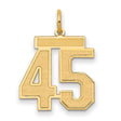 Medium Satin Number 45 Charm Pendant in Real 14k Yellow Gold