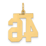 14k Yellow Gold Number 46 Pendant, Bold Block Numerals, Polished Sports Jewelry for Men or Unisex