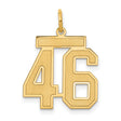 14k Yellow Gold Number 46 Pendant, Bold Block Numerals, Polished Sports Jewelry for Men or Unisex