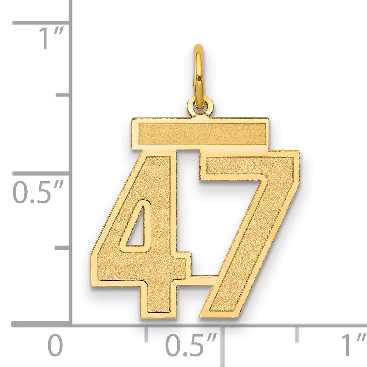 Medium Satin Number 47 Charm Pendant in Real 14k Yellow Gold