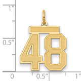 Medium Satin Number 48 Charm Pendant in Real 14k Yellow Gold