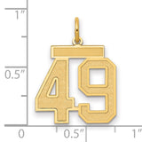Medium Satin Number 49 Charm Pendant in Real 14k Yellow Gold