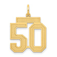 Medium Satin Number 50 Charm Pendant in Real 14k Yellow Gold