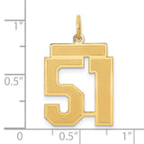 Medium Satin Number 51 Charm Pendant in Real 14k Yellow Gold