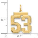 Medium Satin Number 53 Charm Pendant in Real 14k Yellow Gold
