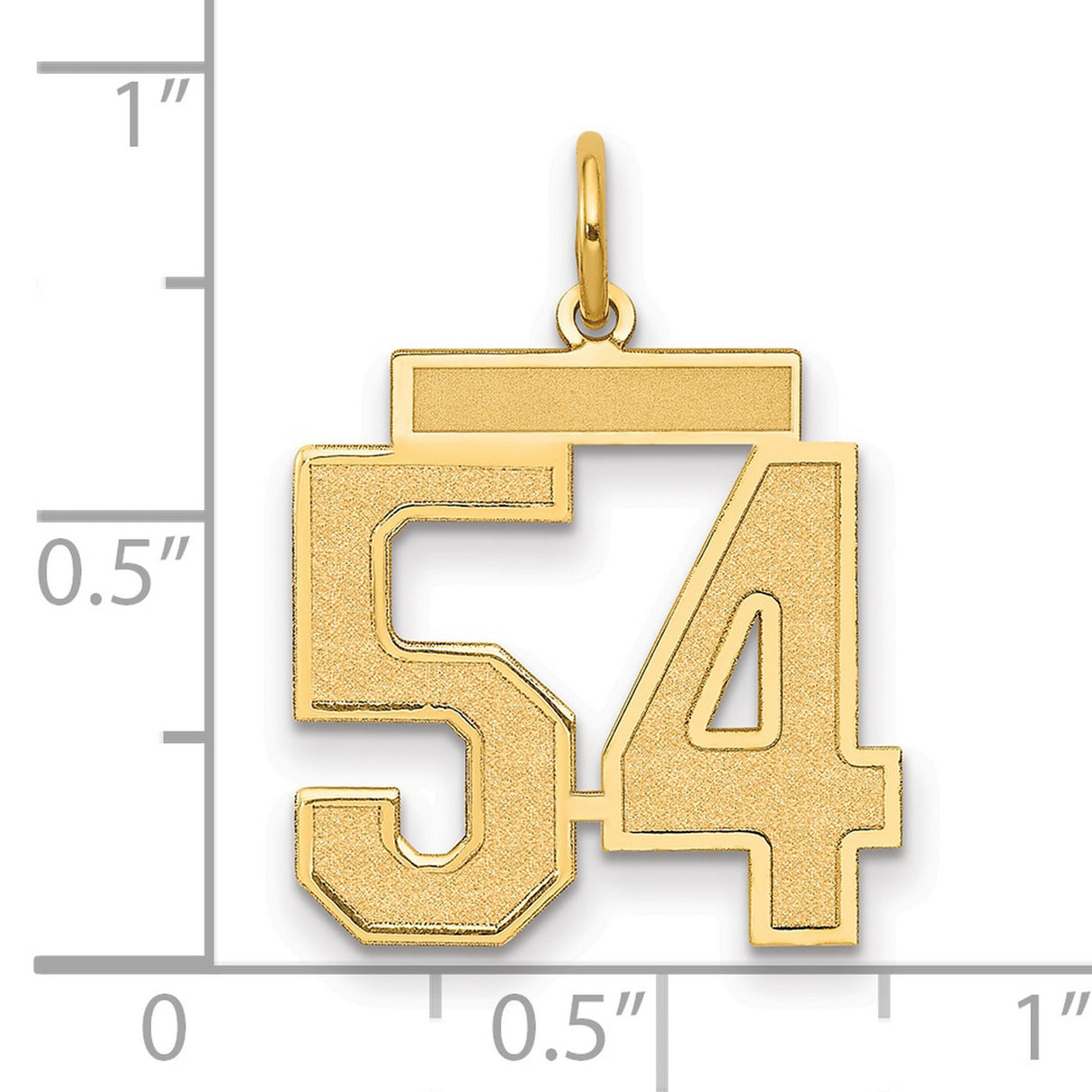 Medium Satin Number 54 Charm Pendant in Real 14k Yellow Gold