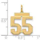 Medium Satin Number 55 Charm Pendant in Real 14k Yellow Gold
