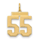 Medium Satin Number 55 Charm Pendant in Real 14k Yellow Gold