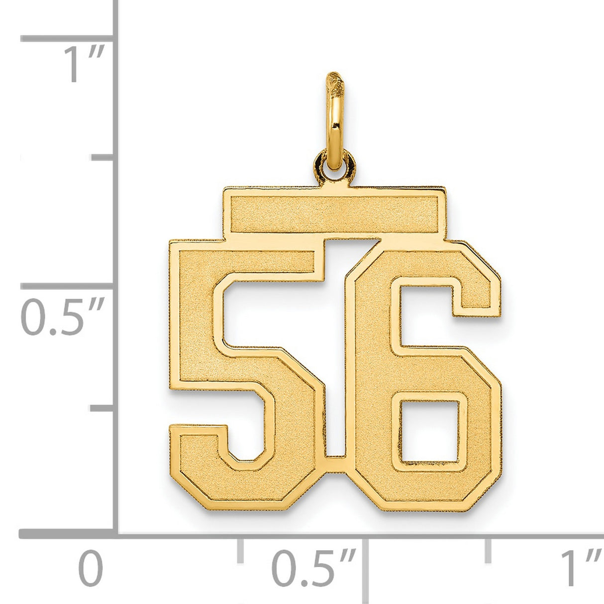 Medium Satin Number 56 Charm Pendant in Real 14k Yellow Gold