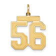 Medium Satin Number 56 Charm Pendant in Real 14k Yellow Gold